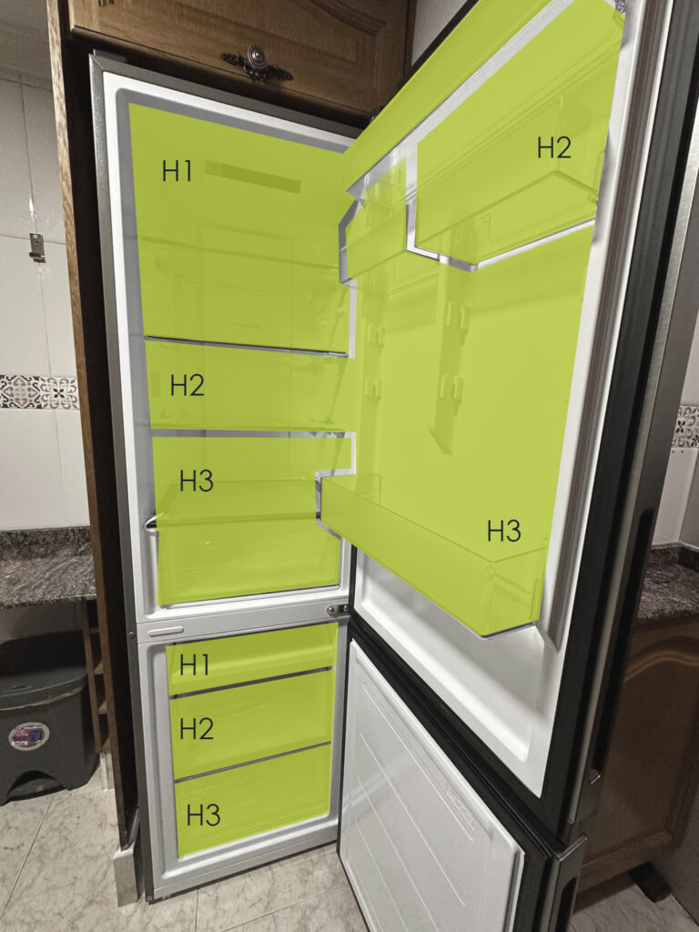 Nevera con espacios asignados por habitación en piso coliving de El Cabanyal (BR MBL32-5)